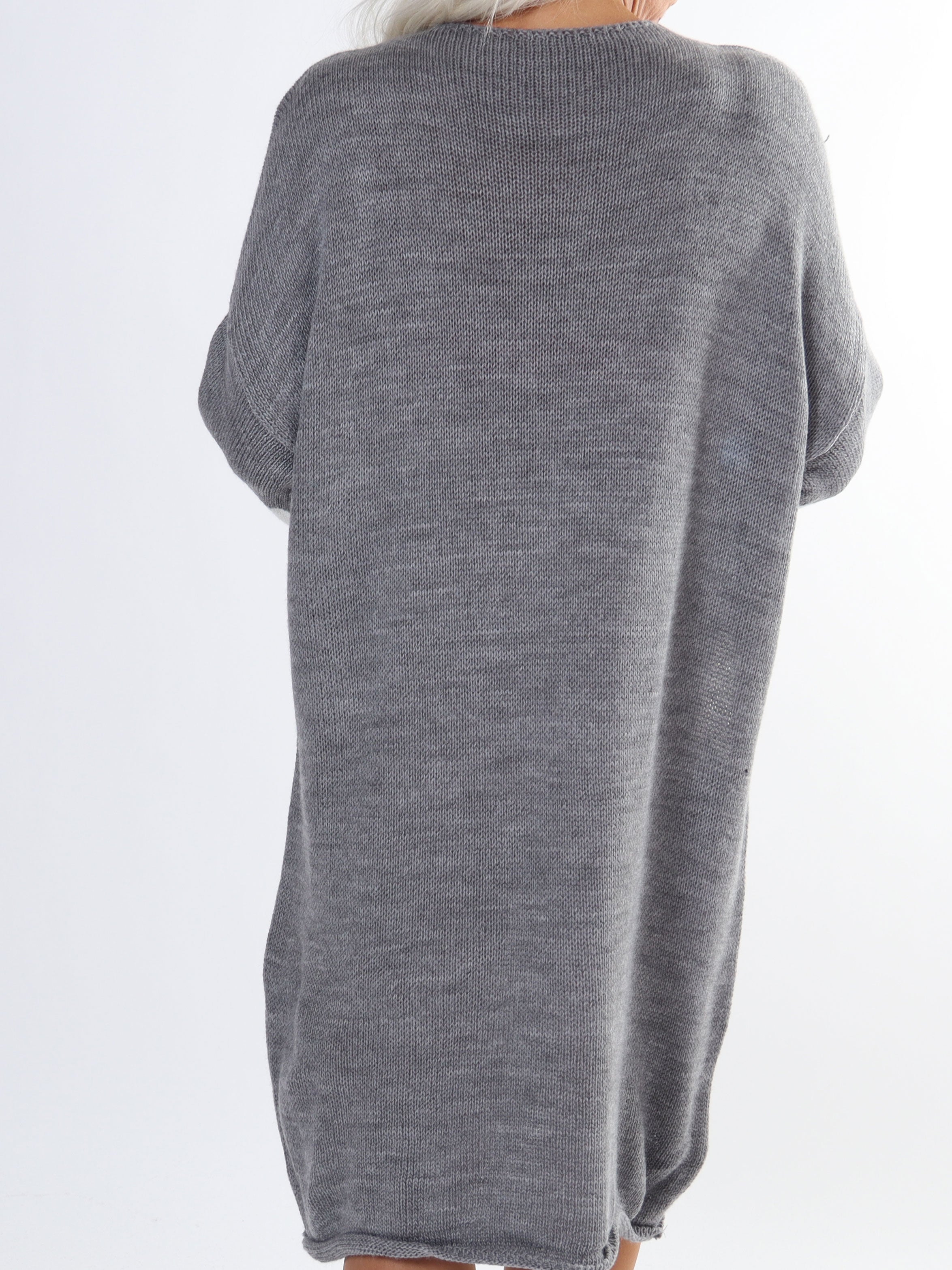 Love - Stickad plus size klänning med breda ränder och text